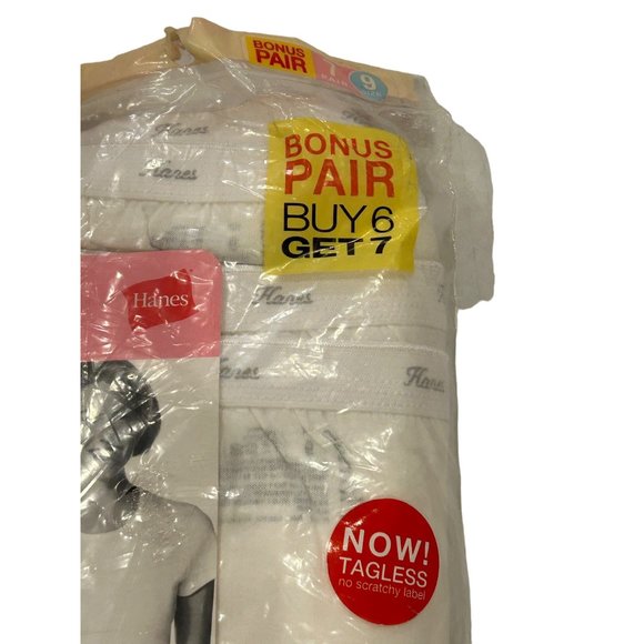 Hanes Women's Briefs Panties White Size 9 Cotton w/Cotton Liner 7 Pair NWT - Picture 3 of 4